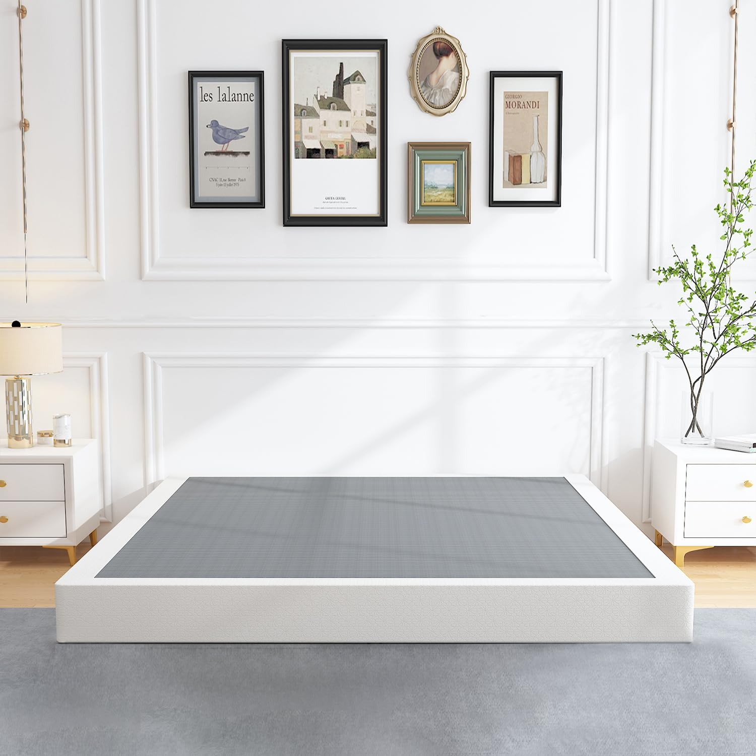 Aldrich 5 Inch Heavy Duty Metal Box Spring Mattress Foundation 3000Lbs Max Weight Capacity/Non-Slip/No Noise/Easy Assembly/Easy Clean Cover,King