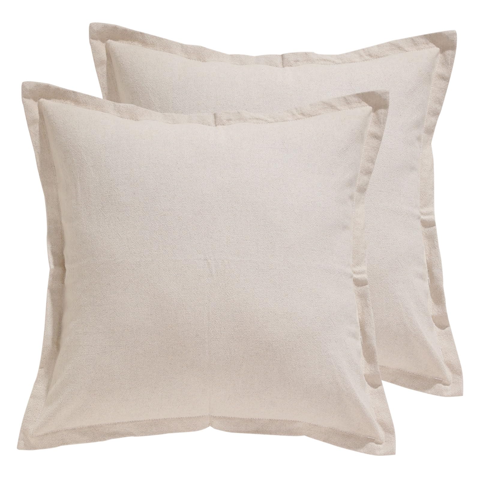 Patdrea Linen Decorative Throw Pillow Covers 18''X18'' Set Of 2,Folded Edge Pillow, Farmhouse Linen Pillow Covers With Ruffles,