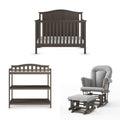 Child Craft Hampton Arch Top Crib, Changing Table, and Cozy Glider Nursery Set, 3-Piece, Includes 4-in-1 Convertible Crib, Chang