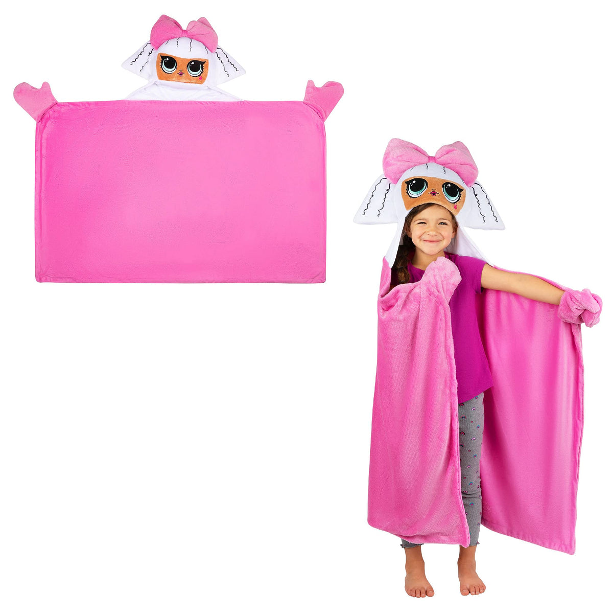 Franco Kids Bedding Super Soft And Cozy Wearable Hooded Throw, 30 In X 50 In, Lol Surprise