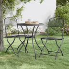vidaXL Expanded Metal Mesh Folding Patio Chairs in Anthracite - Industrial Style Outdoor Seating Furniture for Patio, Garden - Pack of 2