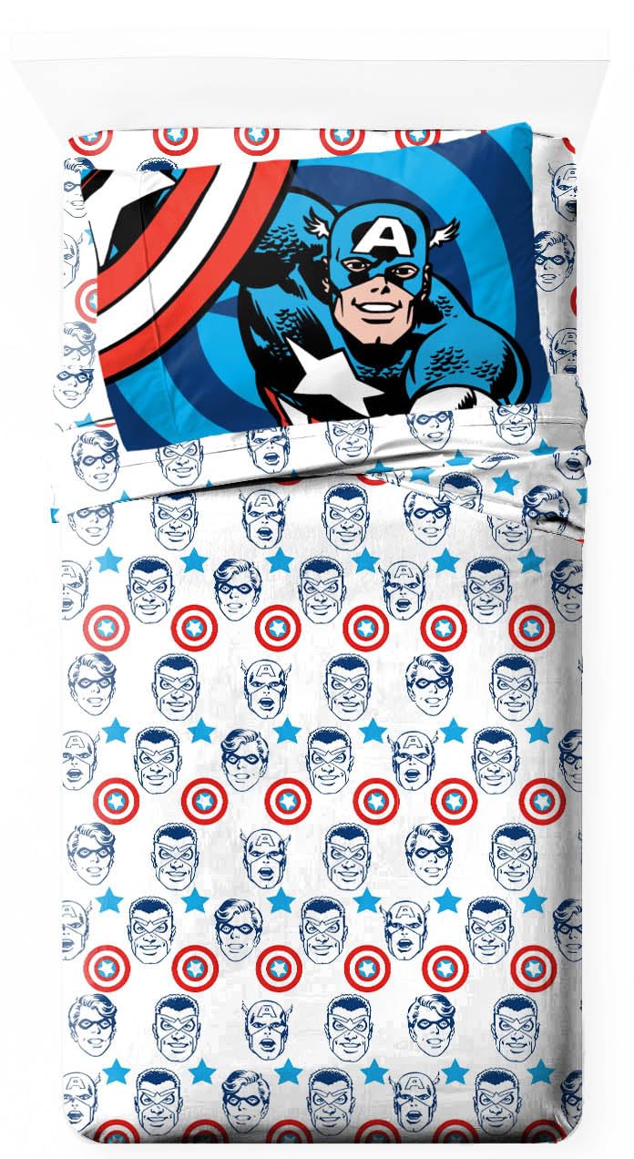 Jay Franco Marvel Comics Avengers Twin Size Sheet Set - Super Soft Kids 3 Piece Bedding Set Features Captain America, Falcon & B
