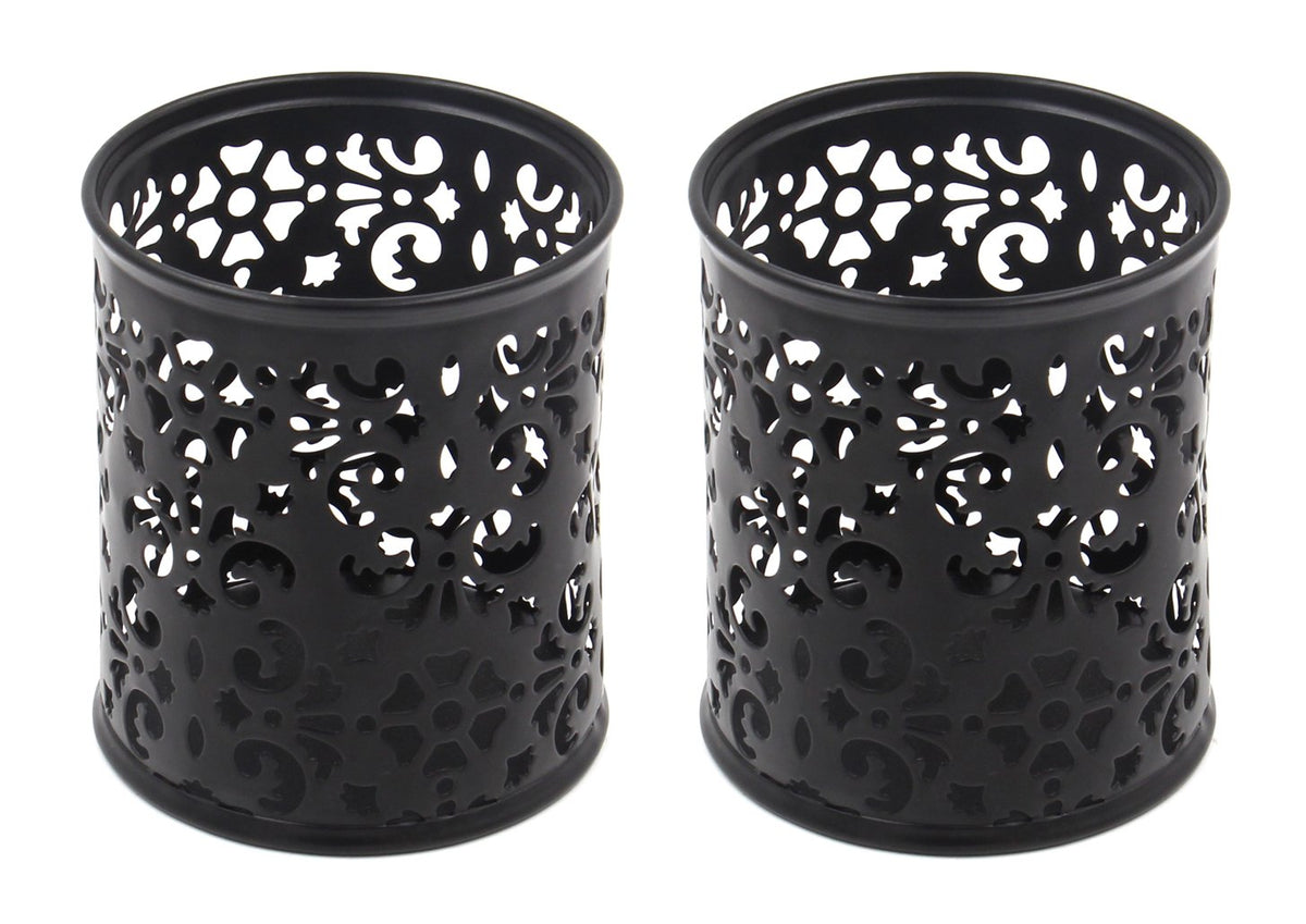 Easypag Metal 2-Piece Pen Holder Set Desk Accessories & Workspace Organizers For Classroom, School & Office,Black