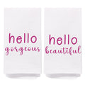 SPBL&L Hello Gorgeous Hand Towels  Hot Pink, 16x24 Inch, Set of 2 for Kitchen(White)