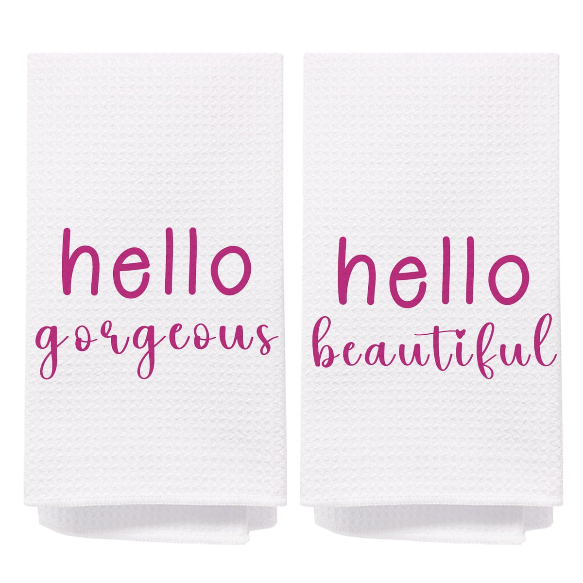 SPBL&L Hello Gorgeous Hand Towels  Hot Pink, 16x24 Inch, Set of 2 for Kitchen(White)