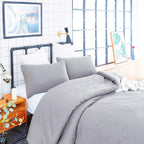 Houseri Bedding Set, Silver Grey Comforter Set, Cal King, 3 Pcs Including Comforter & Pillow Shams, Modern, Breathable Cotton, M