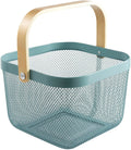 Luxansa Metal Mesh Basket, Storage Organizer Basket MultiFunctional Hanging Kitchen Baskets Fruit Basket Bin With Bamboo Handle