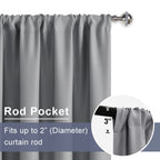 Jiuzhen Short Blackout Curtains For Small Window - Cafe Room Darkening Privacy Thermal Insulated Half Window Curtains Tiers For Bathroom,Kitchen, W 42 X L 36, Set Of 2 Panels With Tiebacks, Light Grey