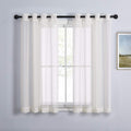 Nicetown Voile Sheer Texture Beige Window Curtains 45 Inch Length, Grommet Chic Elegant Sheer Curtain Drapes Light Filtering For