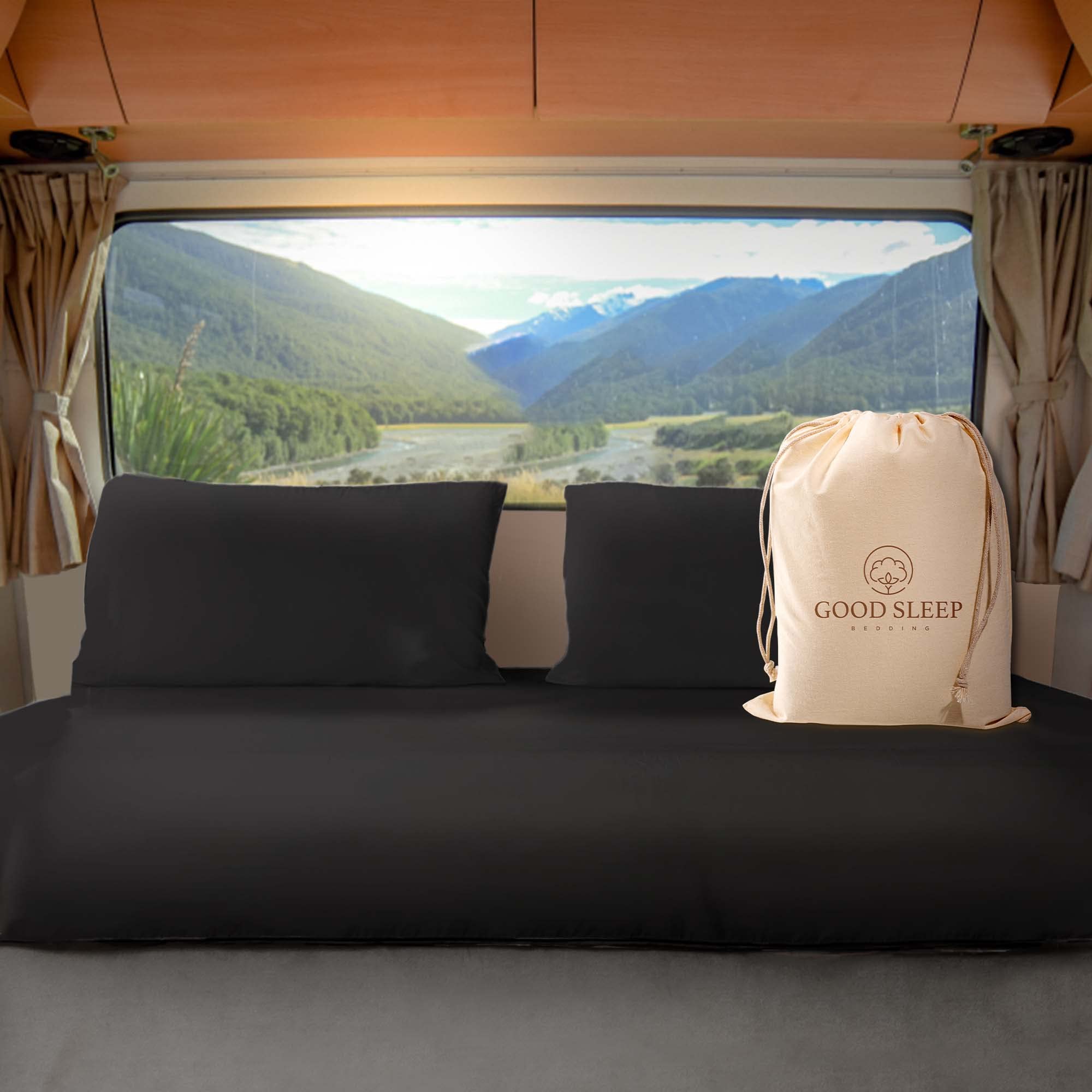 Rv Short King 4 Piece Dark Gray Sheets Set, 100% Egyptian Cotton, 600 Tc Soft Camper Bedding, Easy To Wash, Snug Fit Rv Mattress