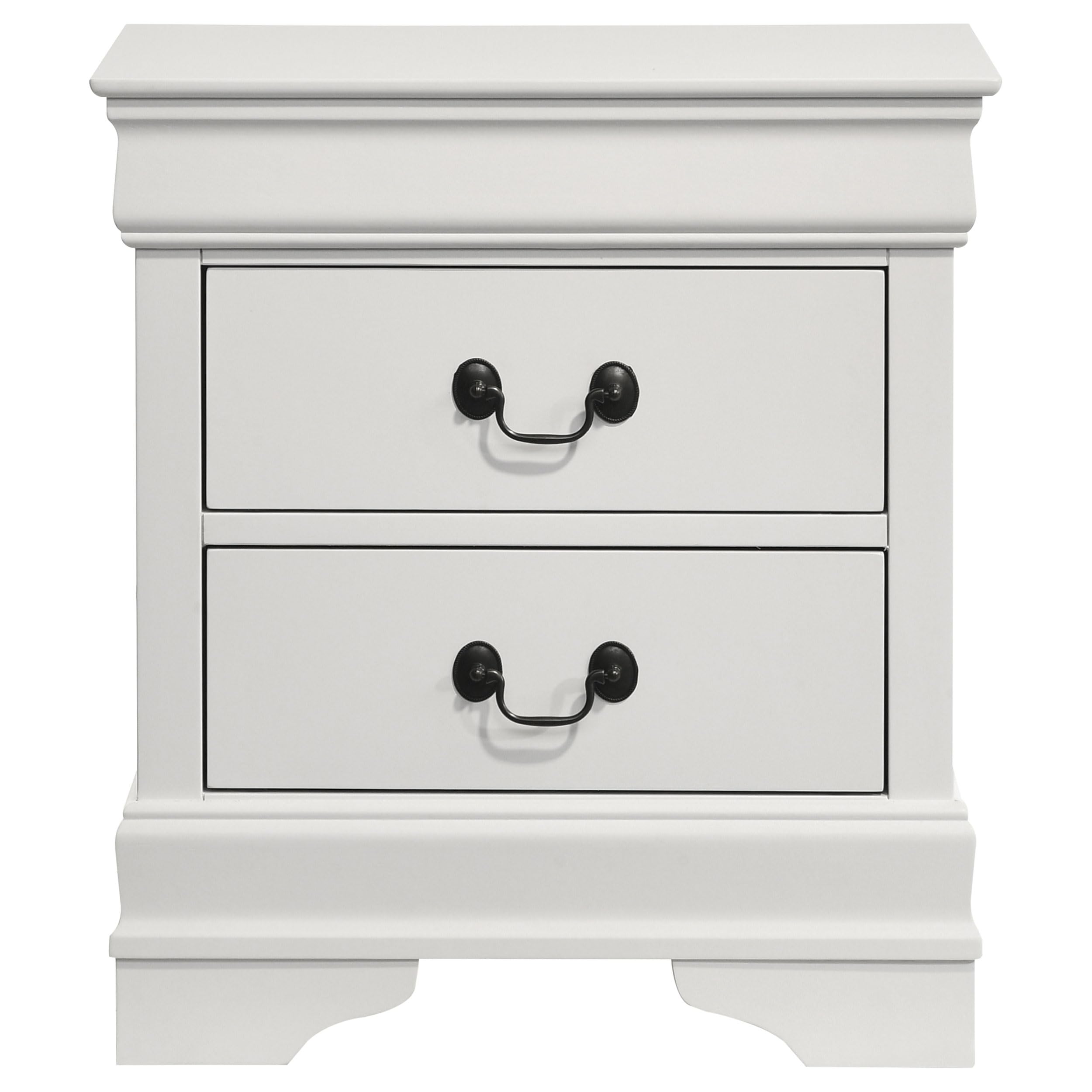 Coaster Home Furnishings Louis Philippe Traditional Wood 2-Drawer Bedroom Nightstand Bedside Table Organizer Unit White 202442