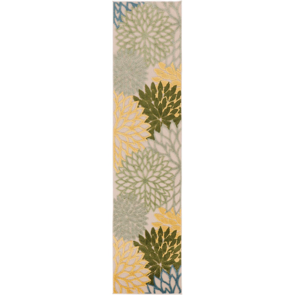 Nourison Aloha Indoor/Outdoor Green Multicolor 2' X 6' Area Rug, Easy Cleaning, Non-Shedding, Bed Room, Living Room, Dining Room, Backyard, Patio, Deck (2X6)