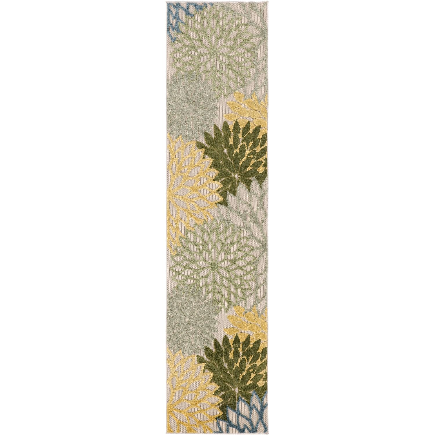 Nourison Aloha Indoor/Outdoor Green Multicolor 2' X 6' Area Rug, Easy Cleaning, Non-Shedding, Bed Room, Living Room, Dining Room, Backyard, Patio, Deck (2X6)