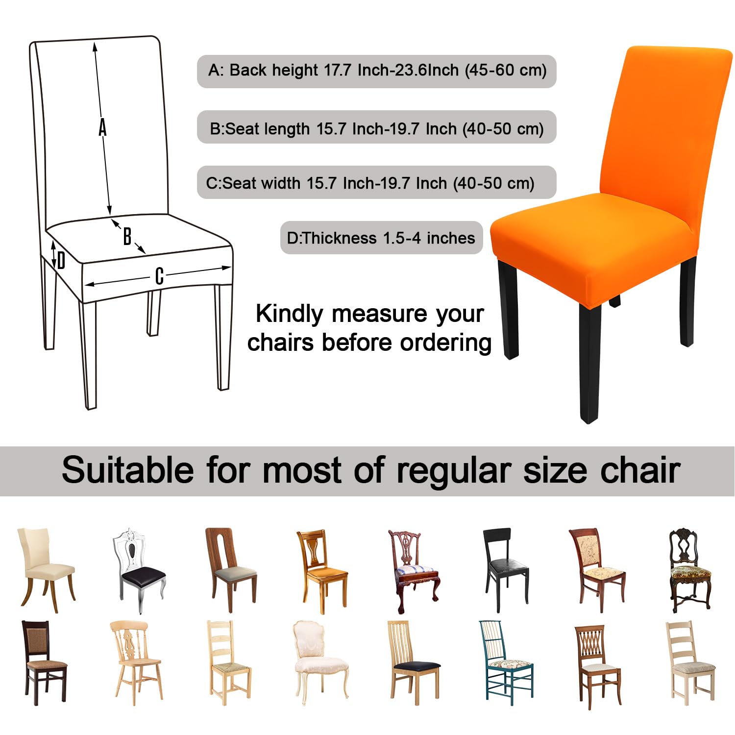 Jqinhome Dining Chair Slipcover, High Stretch Removable Washable Chair Seat Protector Cover Set Of 2,Chair Covers For Halloween