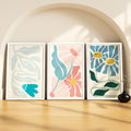 SoulAbiti Matisse Style Minimal Florals set of 3 Framed Wall Print 12x18 inch White Frame PlexiGlass Floral Art ready to hang f