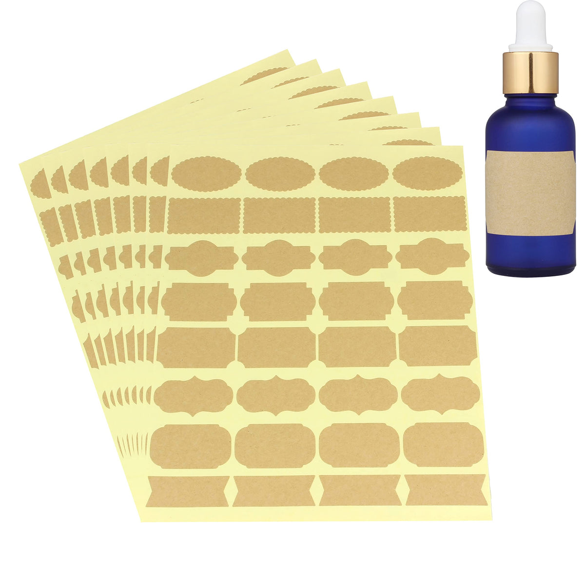 Wisdompro Small Assorted Shape Labels, Kraft Paper, 256pcs ...