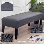 Searchi Stretch Dining Bench Covers, Washable Anti Dust Durable Bench Cushion Covers Jacquard Bench Slipcover, Dining Room Bench Covers For Dining Room, Bedroom, Living Room(Grey Jacquard)