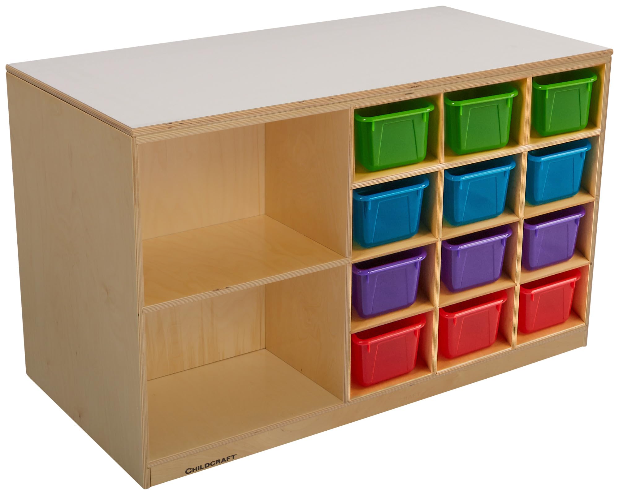 Childcraft Mobile Double-Sided Storage Unit, 12 Translucent Color Trays, 47-3/4 x 23-3/4 x 30 Inches