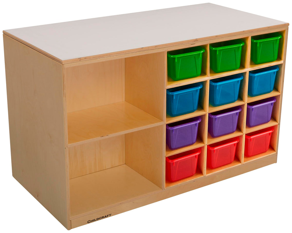 Childcraft Mobile Double-Sided Storage Unit, 12 Translucent Color Trays, 47-3/4 x 23-3/4 x 30 Inches