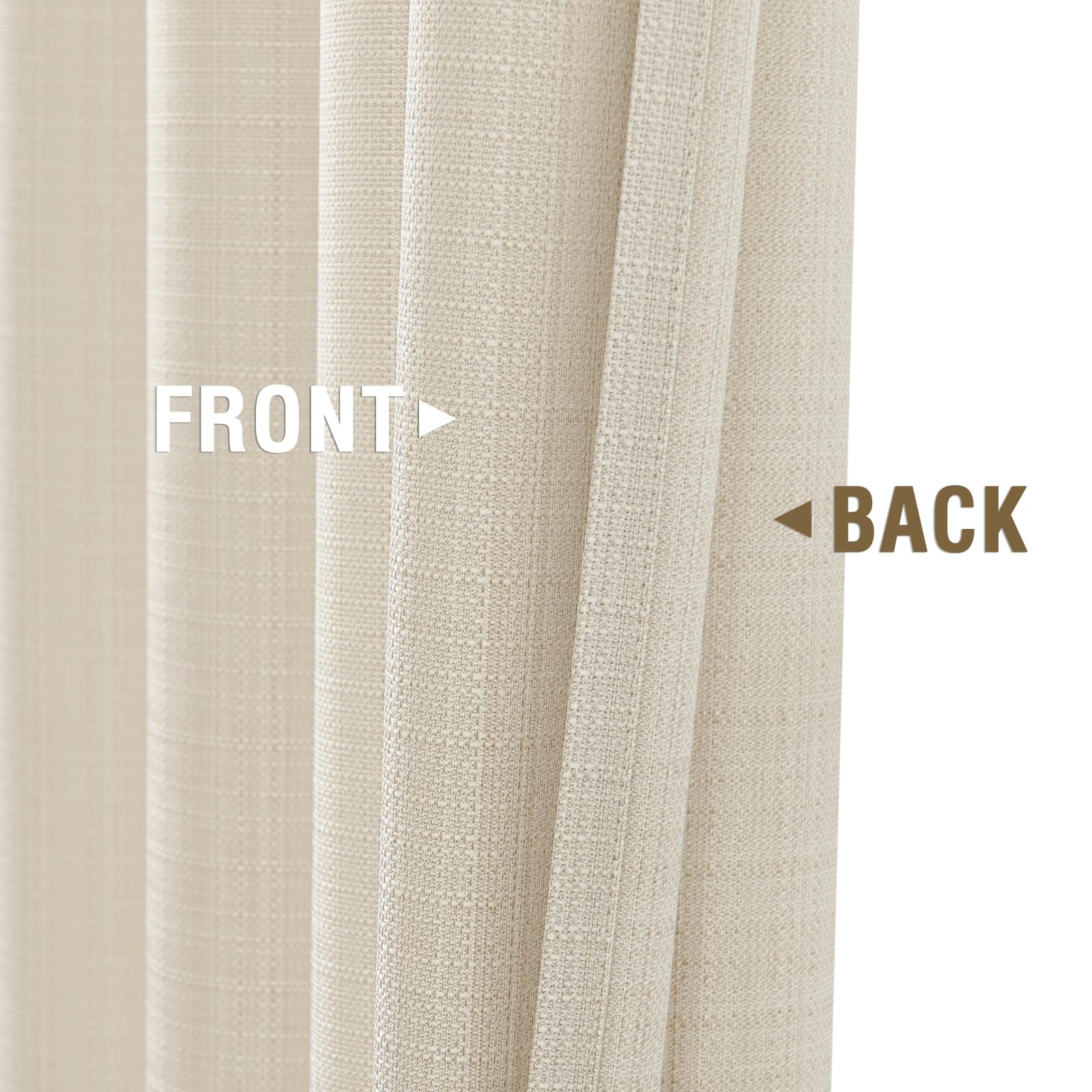 Jinchan Curtains Linen Textured Casual Weave Curtains For Living Room Beige 90 Inches Long 2 Panels Curtains Grommet Top Light Filtering Window Drapes Panels For Bedroom Curtains Heathered Beige