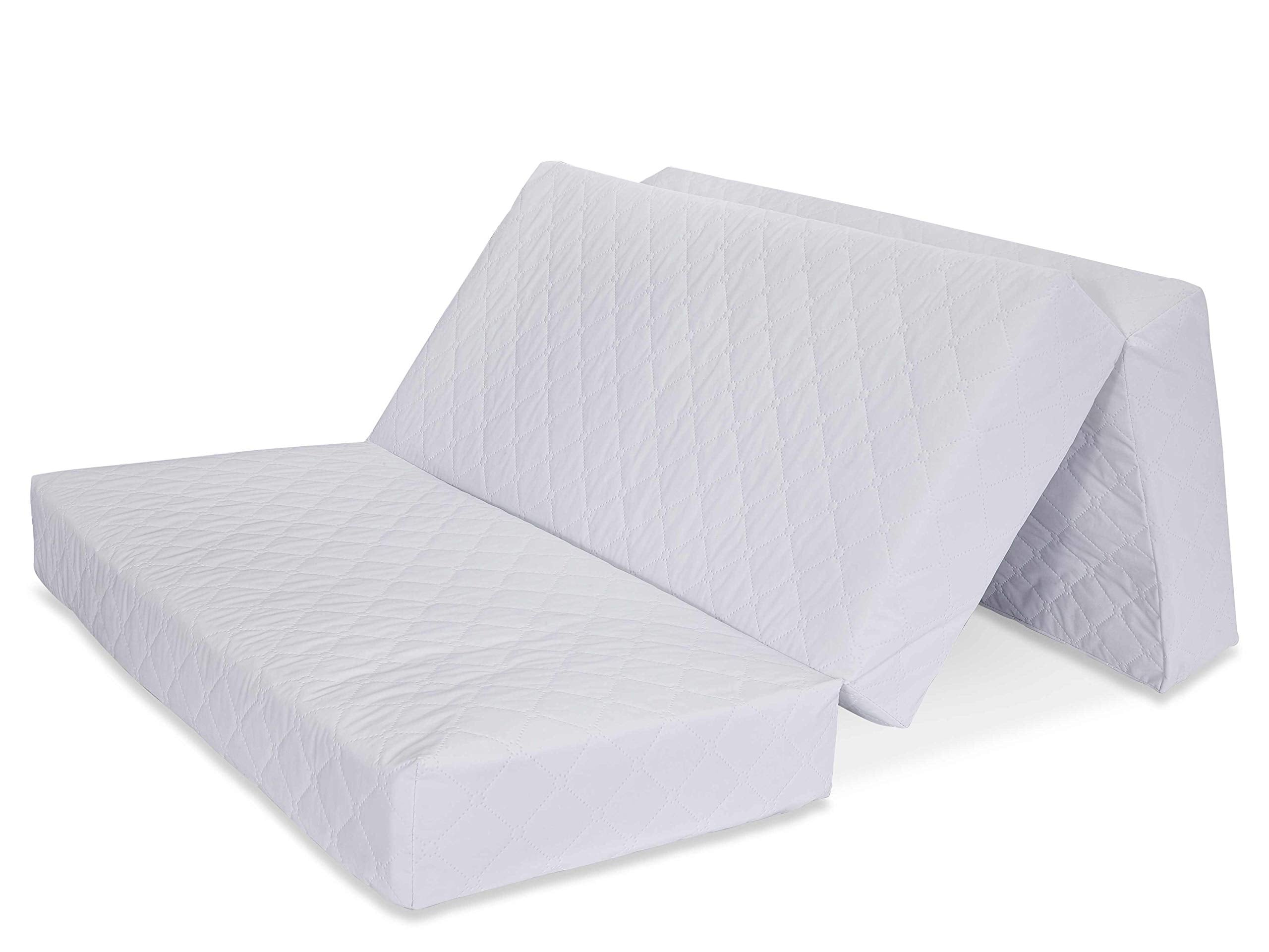 Multi-Use Waterproof Folding Portable Crib Mattress/Play Mat with Travel Carry Case, 2