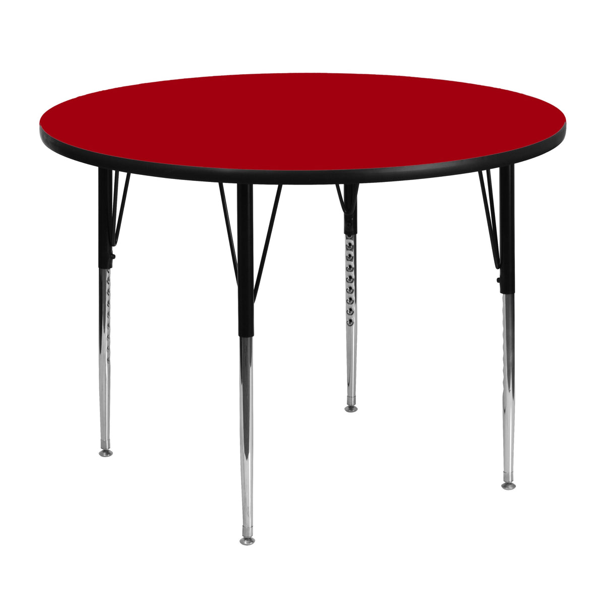 Flash Furniture Wren 48'' Round Red Thermal Laminate Activity Table - Standard Height Adjustable Legs