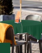 Queenker Sea Green Outdoor Tablecloth With Umbrella Hole And Zipper, Solid Color Table Cover For Square Tables Waterproof Tablet