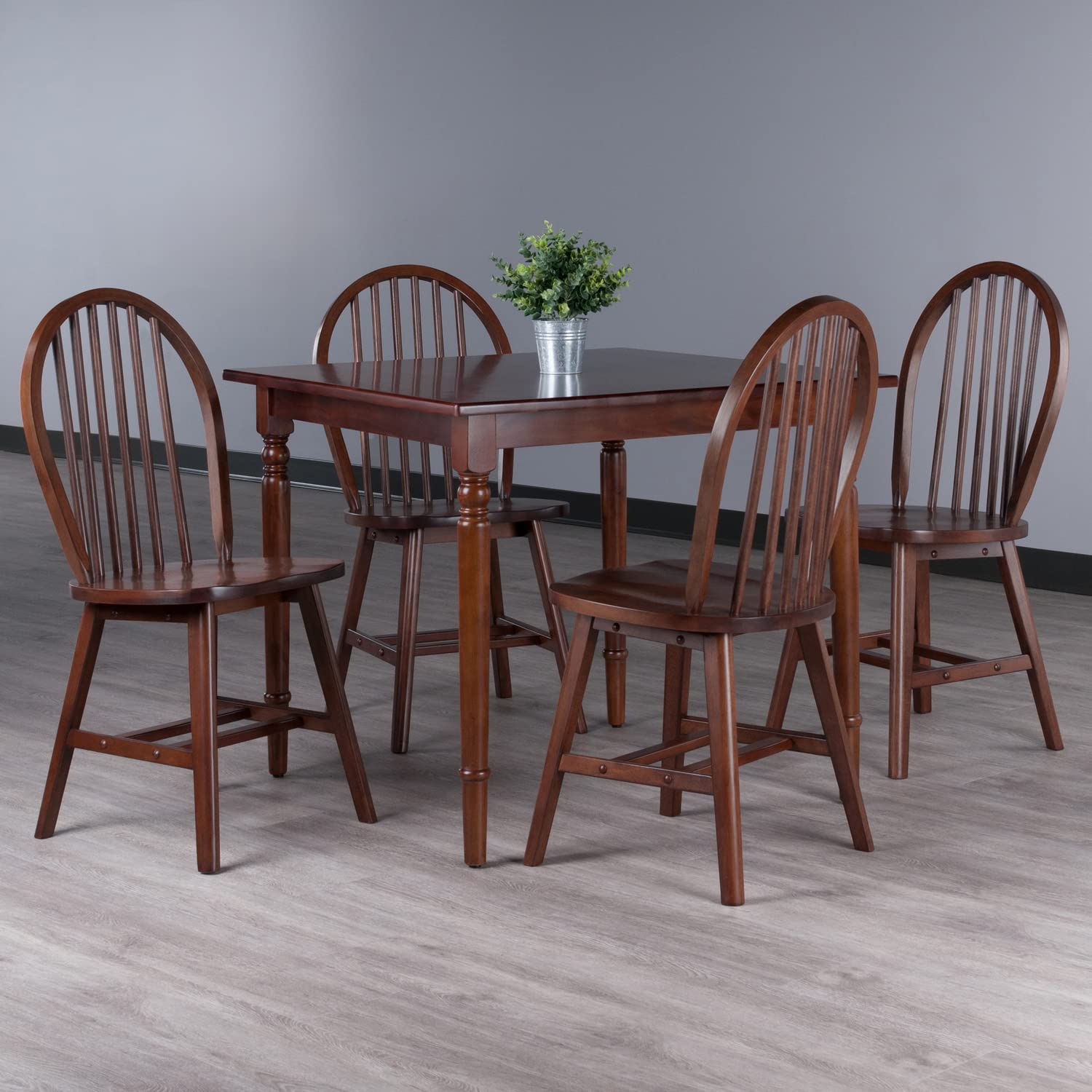Mornay 5-Pc Dining Table with Windsor Chairs - Walnut