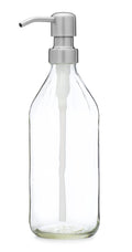 Rail19 Vintage Inspired Glass Soap Dispenser with Metal Pump, 16oz (Farmhouse Stainless)