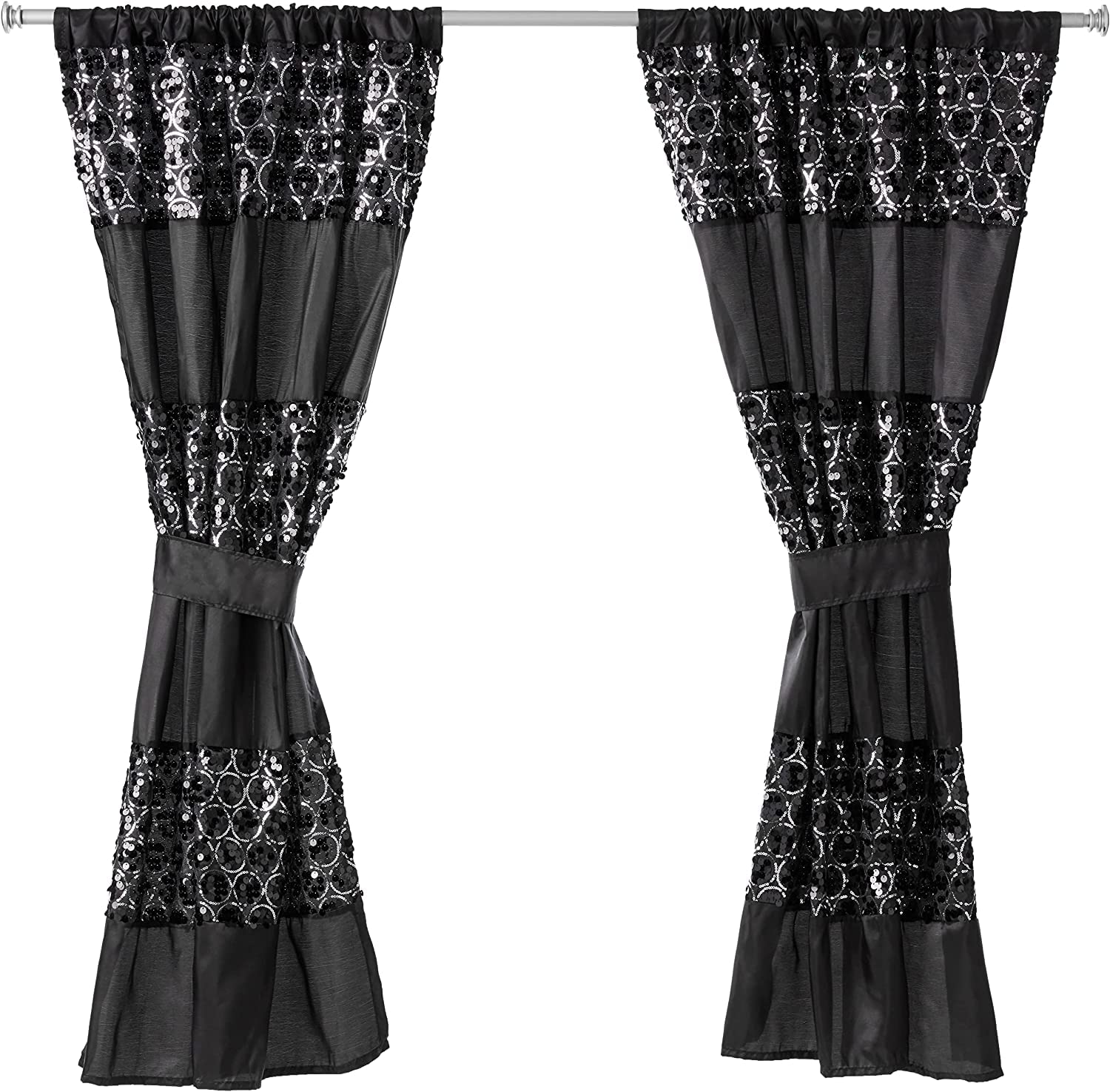 Zahari Home Sinatra Window Curtain Stylish Bathroom Window Curtain,36'' x 54'' Each, Set of 2, Black