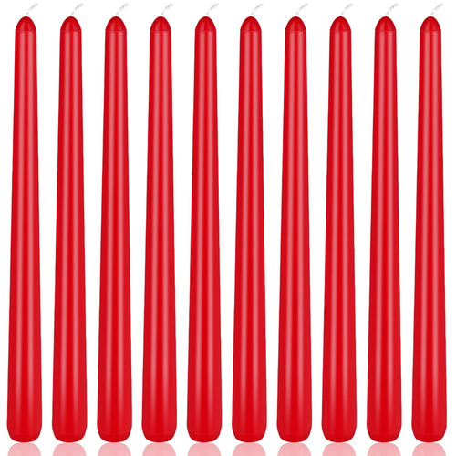 10 Inch Burgundy Taper Candles, 10 Packs Unscented Candlesticks for Dinner, Wedding, Valentines Day Anniversary Christmas and Ho