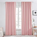 Deconovo Extra Long Blackout Curtains, Back Tab And Rod Pocket Thermal Insulated Room Darkening Curtains For Bedroom - 52X108 Inch, Coral Pink, 2 Panels