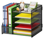Marbrasse Desk Organizer With File Holder, 5-Tier Paper Letter Tray Organizer, Mesh Desk Organizers And Accessories With Magazin