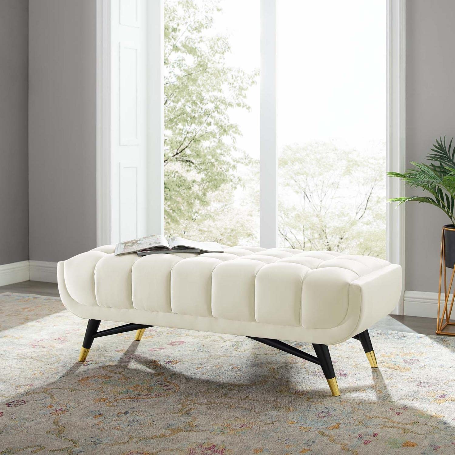 Modway Adept 47.5&quot; Performance Velvet Bench In Ivory