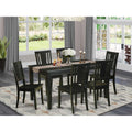 East West Furniture Dule7-Blk-W 7 Pc Dining Room Set For 6 -Dining Table And 6 Chairs For Dining Chairs