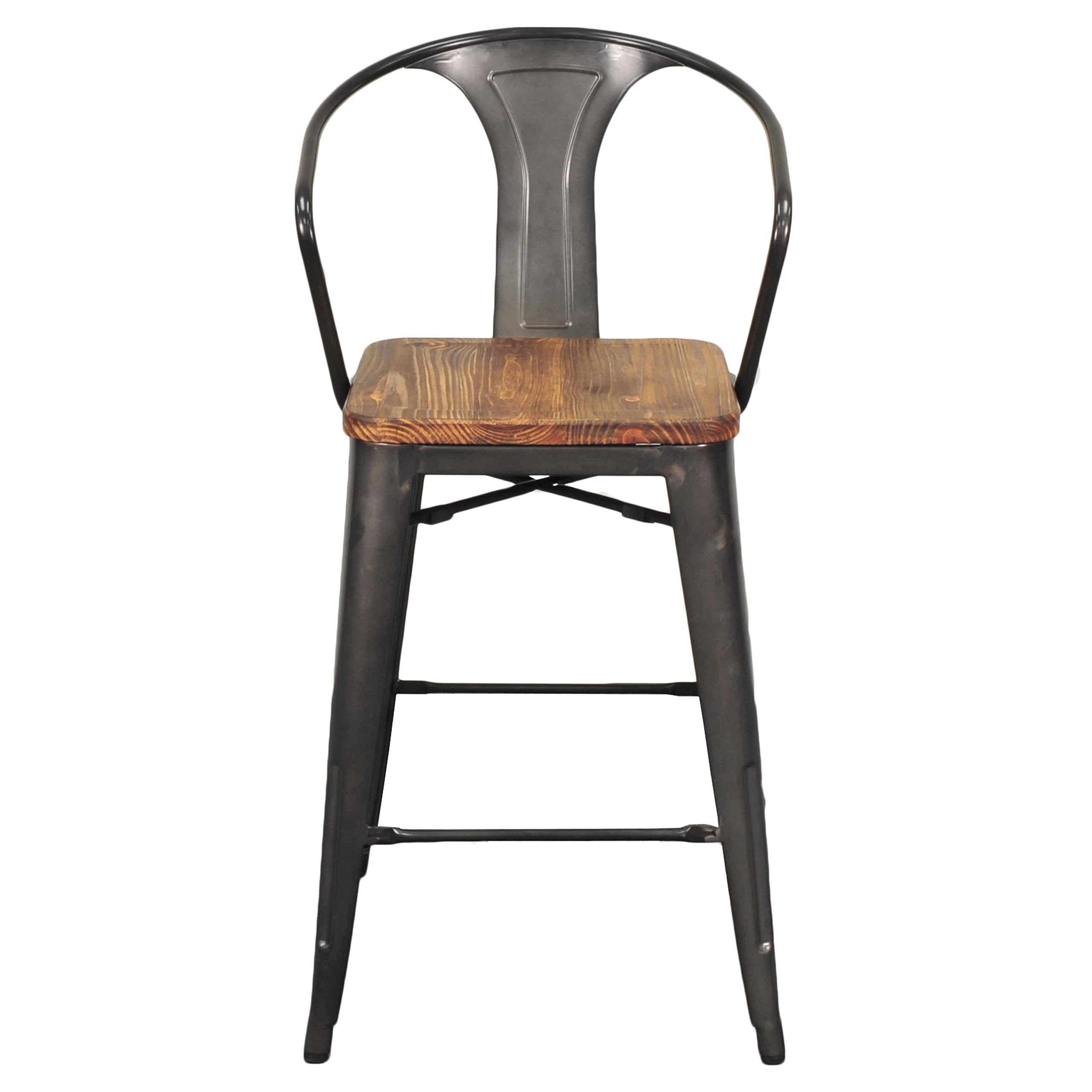 New Pacific Direct Metropolis Metal Counter, Set Of 4 Bar & Counter Stools, Gunmetal Grey