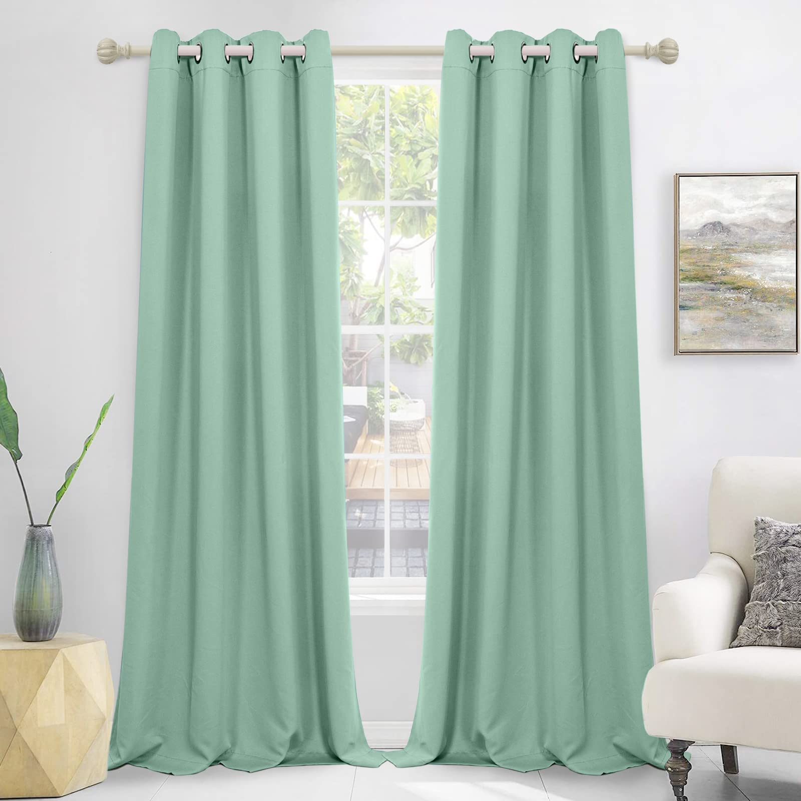 Mysky Home Blackout Curtain For Living Room, Grommet Room Darkening Curtain For Bedroom, Amazing Triple Weave Thermal Insulated Curtain, 1 Curtain Panel, 52 X 108 Inch, Aqua