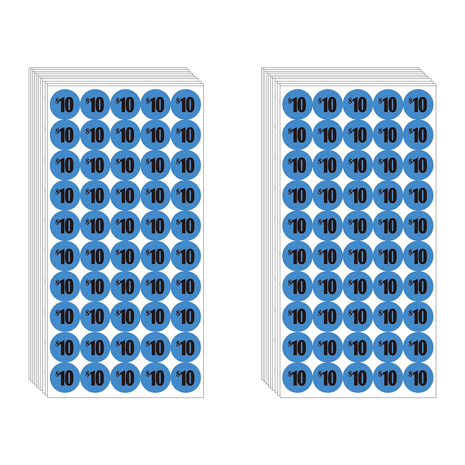 Dugutul 1000 Pcs $10 Color-Coded Price Stickers For Garage Sale And Flea Market, 3/4' Diameter - Bold Fonts, Clear Visibility,