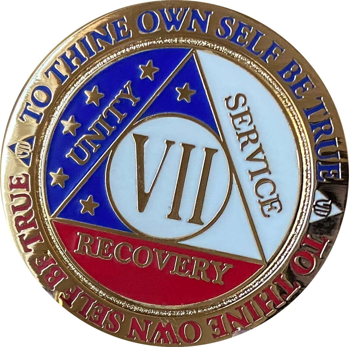 7 Year Aa Medallion Reflex Red White Blue Patriotic Gold Plated Color Chip Stars