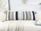 Nuyecy Chenille And Cotton Long Pillow For Bed,Striped Textured Boho Long Lumbar Throw Pillow Cover 14X36,Neutral Accent Decorat