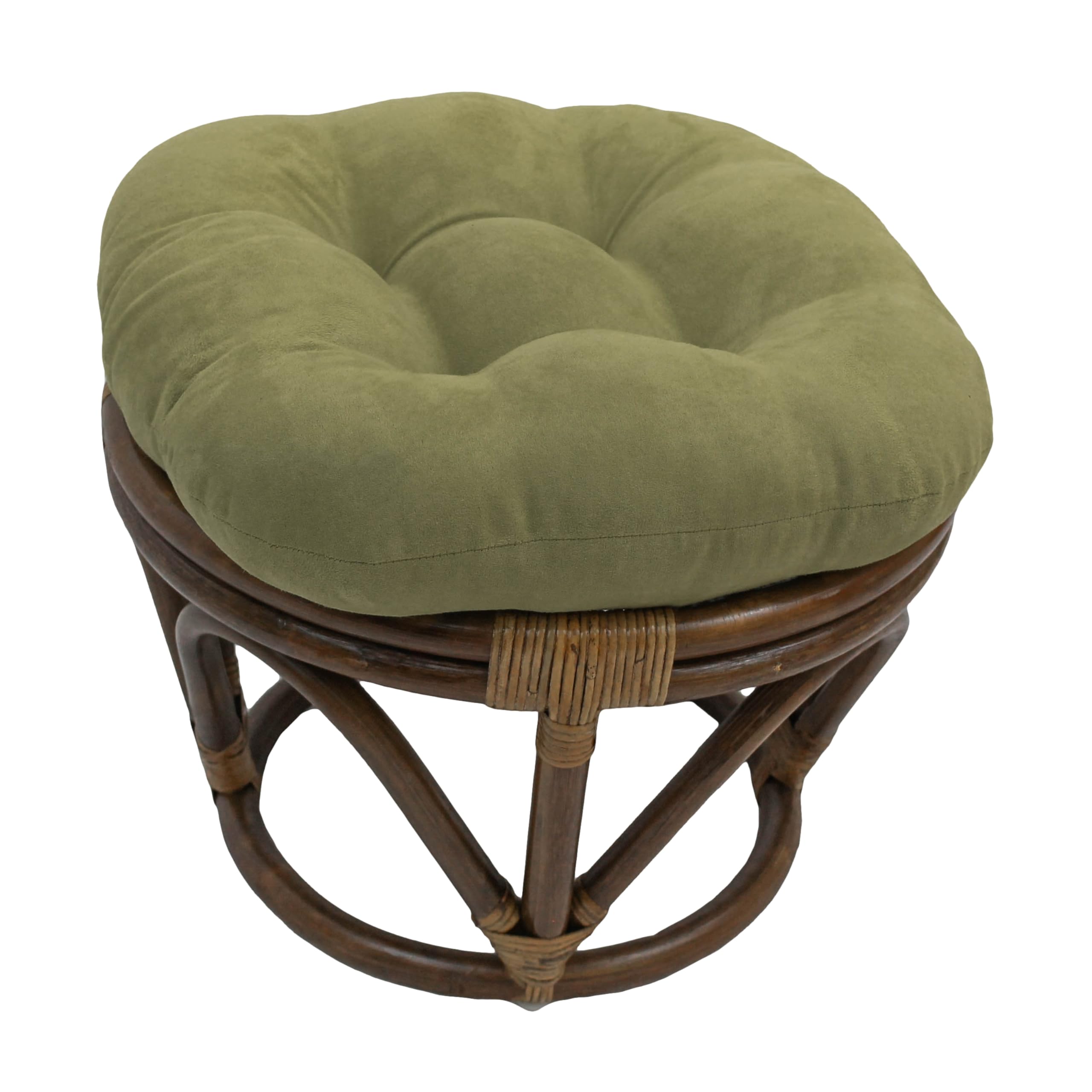 Blazing Needles Solid Microsuede Tufted Round Footstool Cushion, 18&quot;, Sage Green