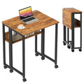 GreenForest Folding Desk Small Rolling Desk with Storage Shelf, 31.5 inch Foldable Computer Desk with Wheels for Small Space, Ea