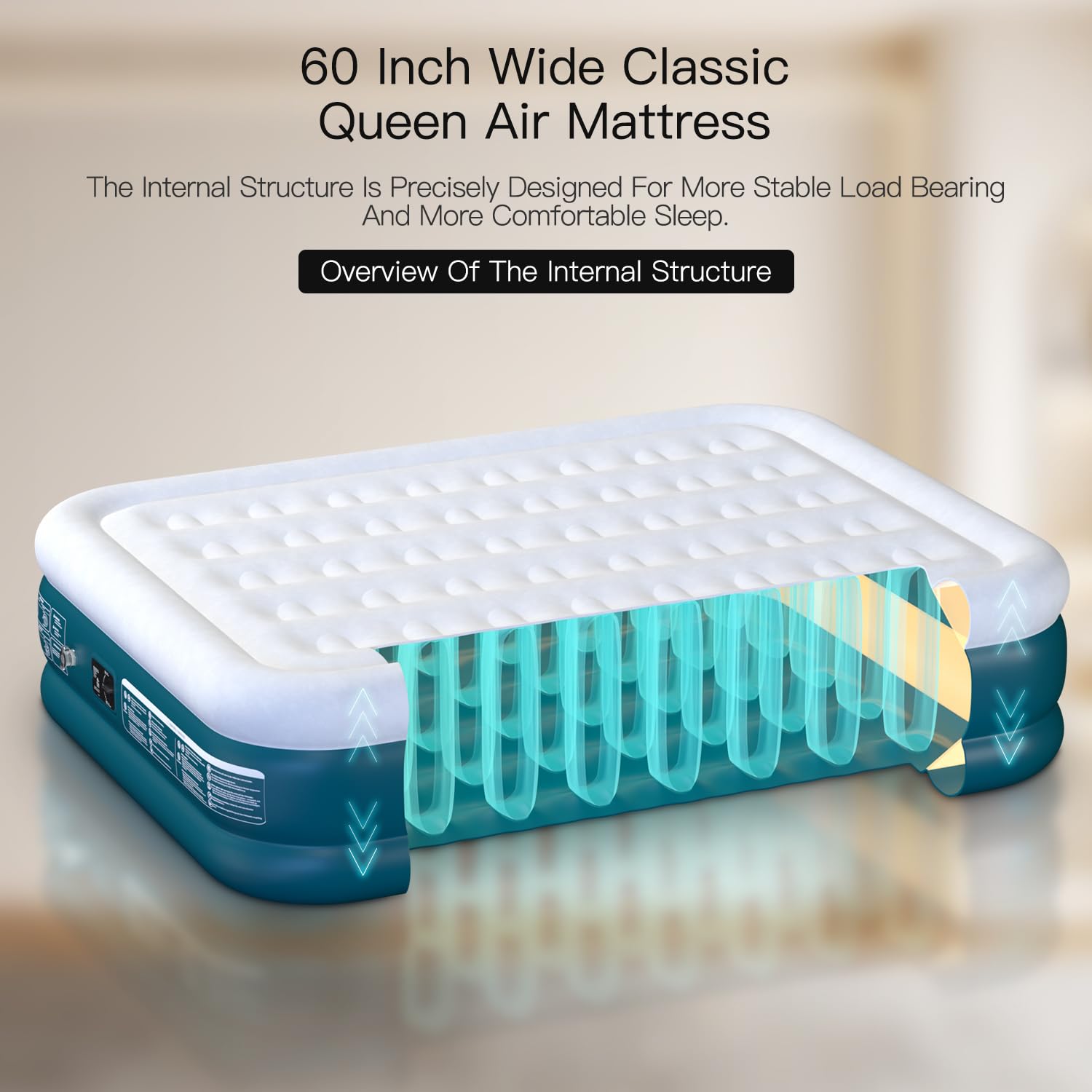 Lavisx Queen Air Mattress With Built In Pump 18 Inch High Queen Air Mattress 1-3 Minutes Fast Self Inflating Air Mattress 1 Butt