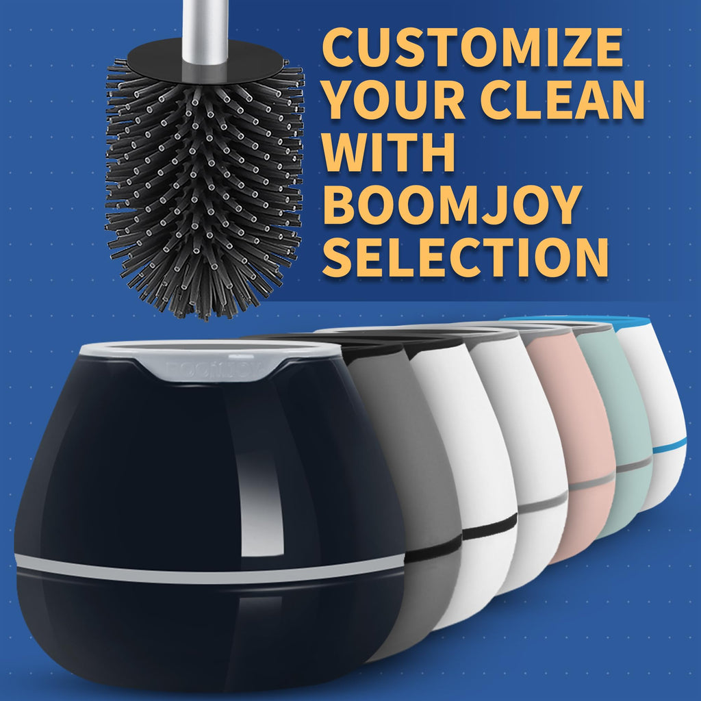 Boomjoy Toilet Brush And Holder Set 2 Pack, Silicone Toilet Bowl Cleaner Brush, Toilet Scrubber Brush With Tweezers For Bathroom