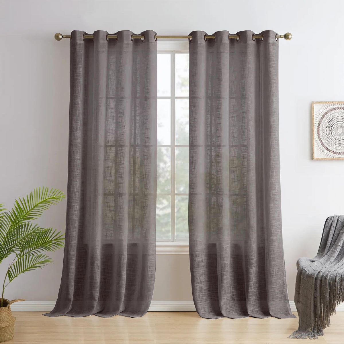 Story@Home Sheer Curtains 7 Feet Long Set of 2 | Solid Print | Transparent Net Curtain | Door Curtains for Living Room | (118 X