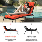 Chair, 72    X 22    X 4    Patio Chaise Lounge W/4 String Ties, Thickened Recliner Cushions, 1 Count (Pack Of 1), Orange