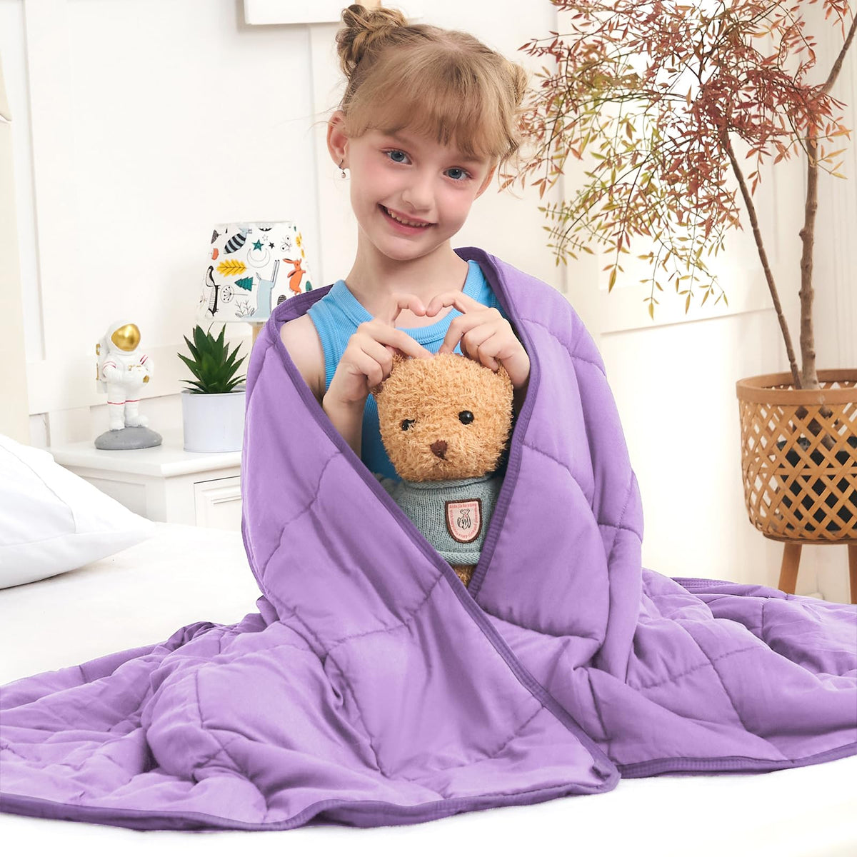 Weighted Blanket Kids (10Lbs, 40'X60' Throw Size) - Cooling And Breathable Heavy Blanket For 80-120Lbs With Premium Glass Bead
