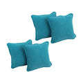 Blazing Needles Corded Microsuede Throw Pillow, 18", Aqua Blue 4 Count