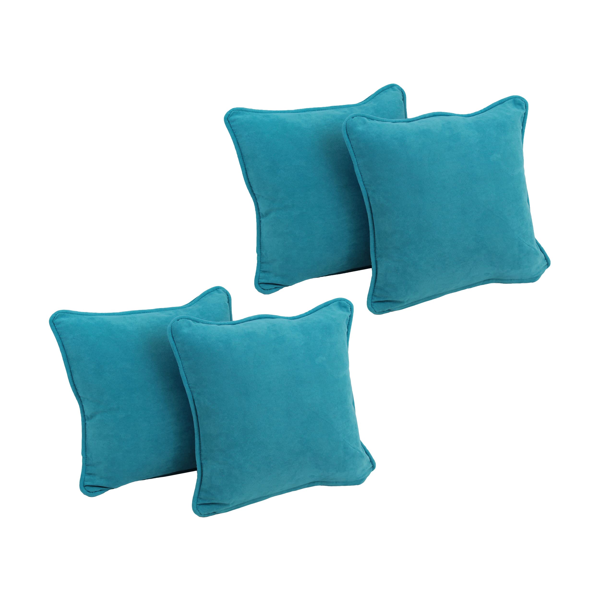 Blazing Needles Corded Microsuede Throw Pillow, 18", Aqua Blue 4 Count