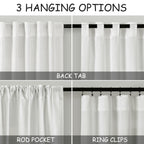 Off White Linen Curtains 84 Inches Long For Bedroom Back Tab Light Filtering Privacy Sheer Curtains Modern Farmhouse Coastal Dec
